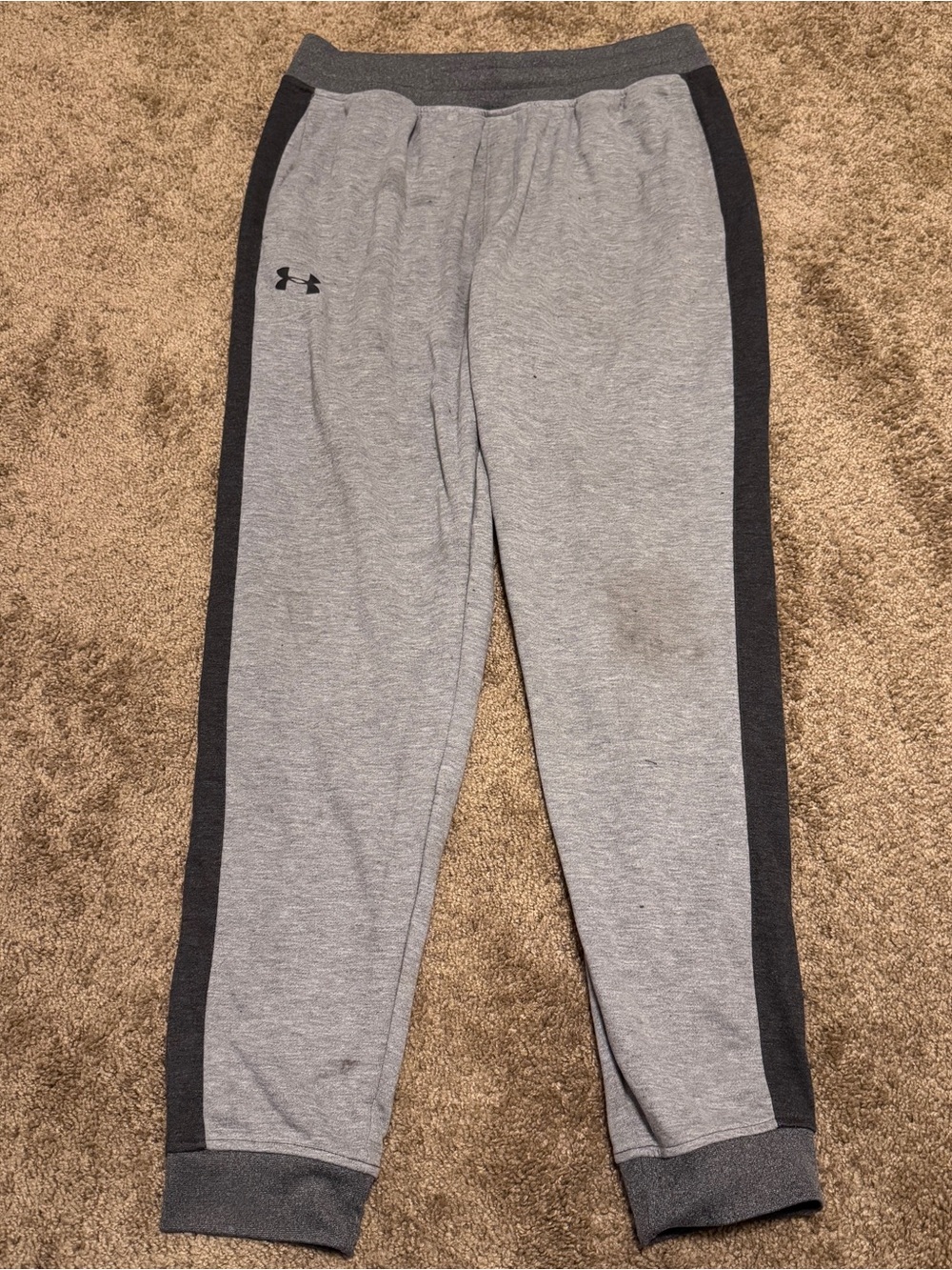 Under Armour Jogger Sweatpants Mens Large Gray Loose Tapered Leg Drawstring Logo